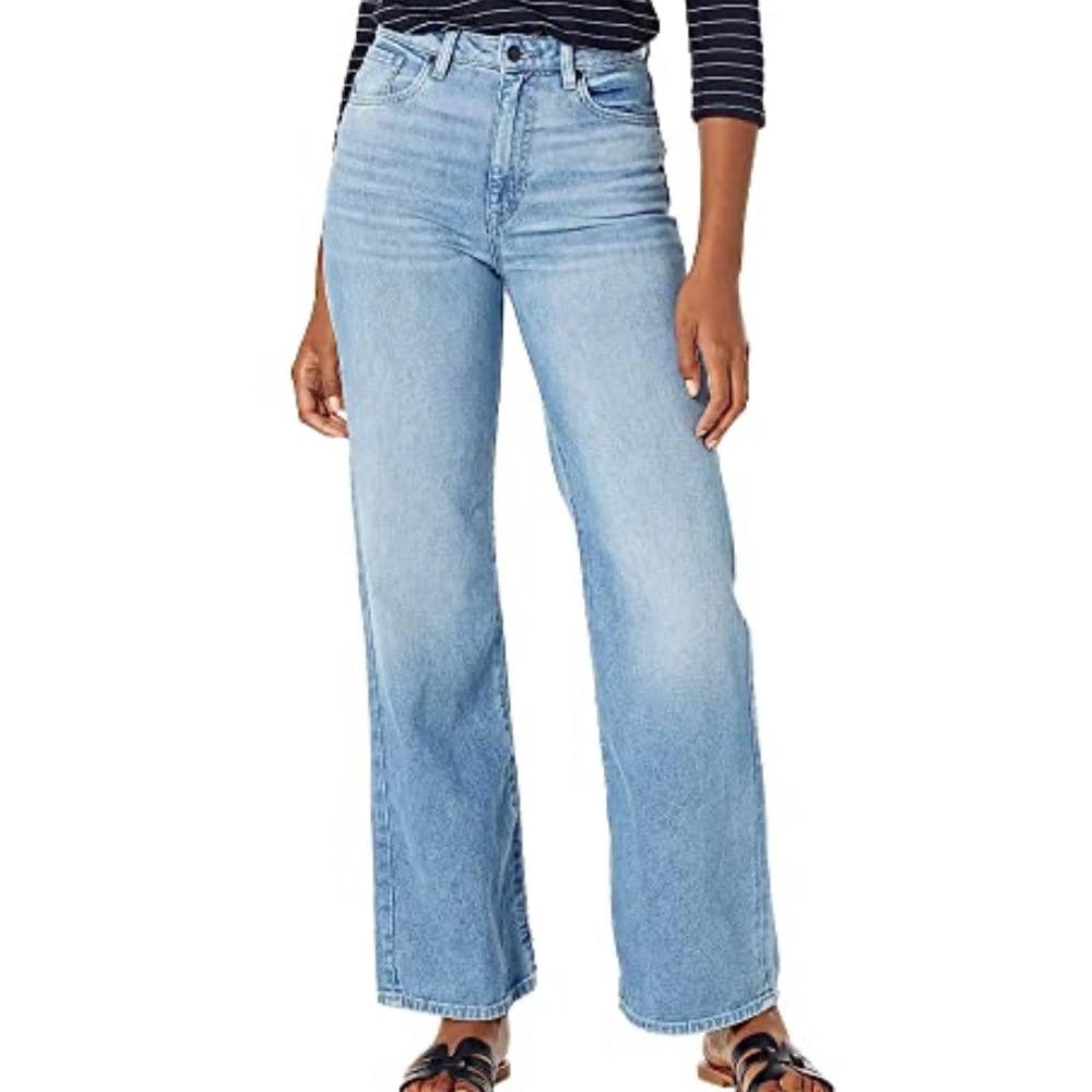 Buffalo David Bitton Women's Addie High Rise Wide Leg Jeans, Acid and Creased